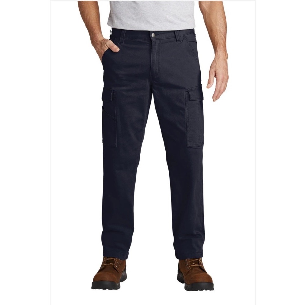 Carhartt Mens Navy Blue Relaxed Straight Rigby Cargo Pants, Size 34x32